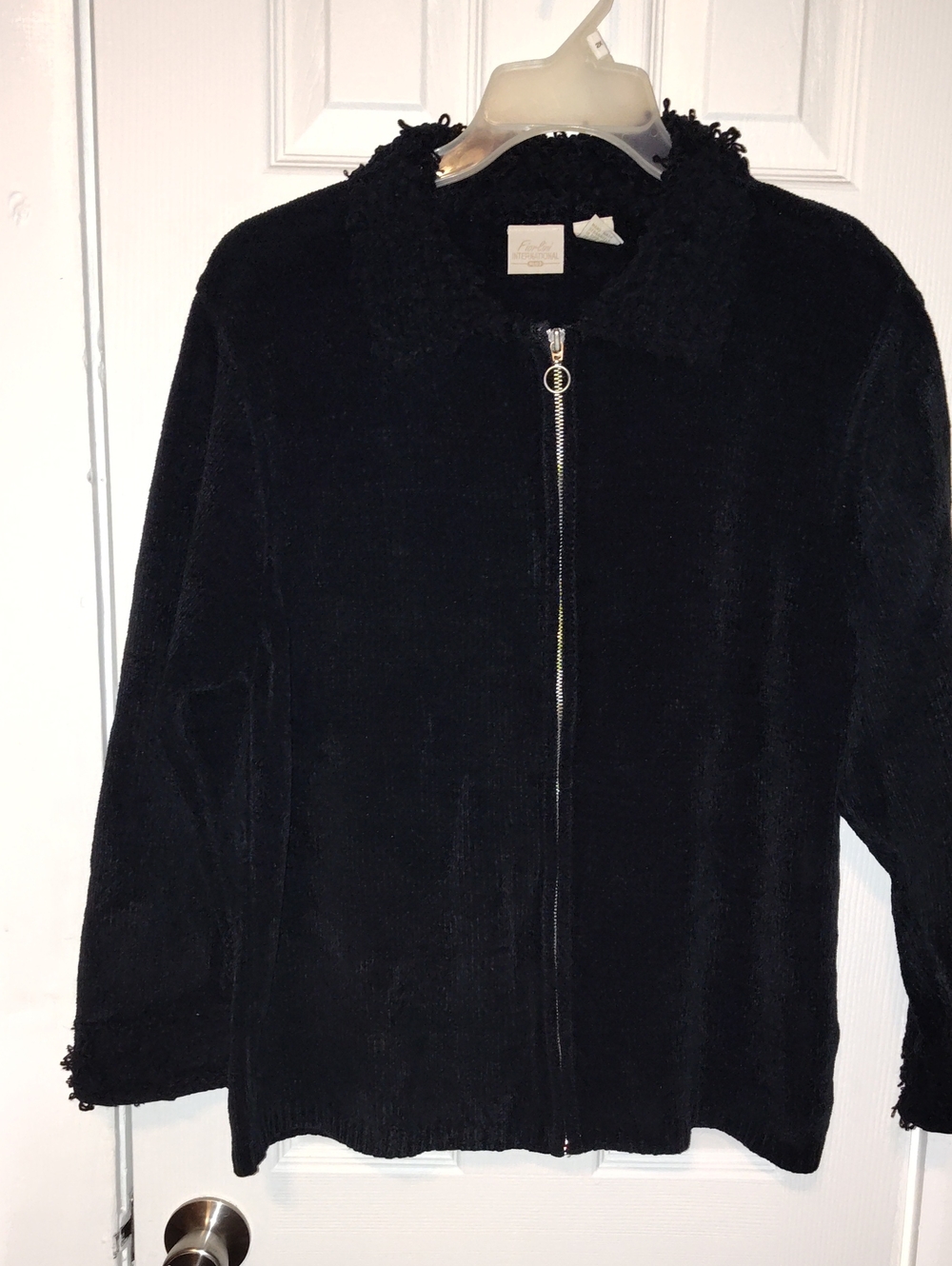 Women's Black Teddy Jacket with Zip Closure